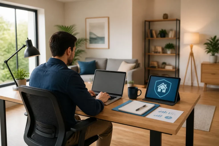 Homme travaillant a domicile securite domestique